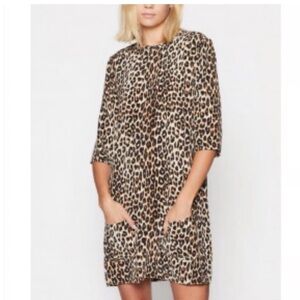 Leopard Print Shift Dress - Brown/Black